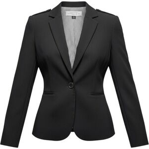 Tahari Blazer Womens 0P Black Excellent Military Epaulette Tailored Jacket